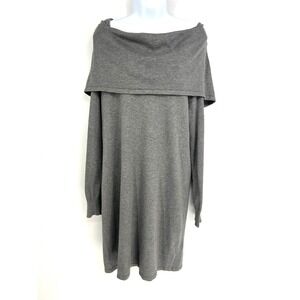 Boston Proper Cold Shoulder Cowl LS Sweater Dress Womens Size M Heather Gray $98